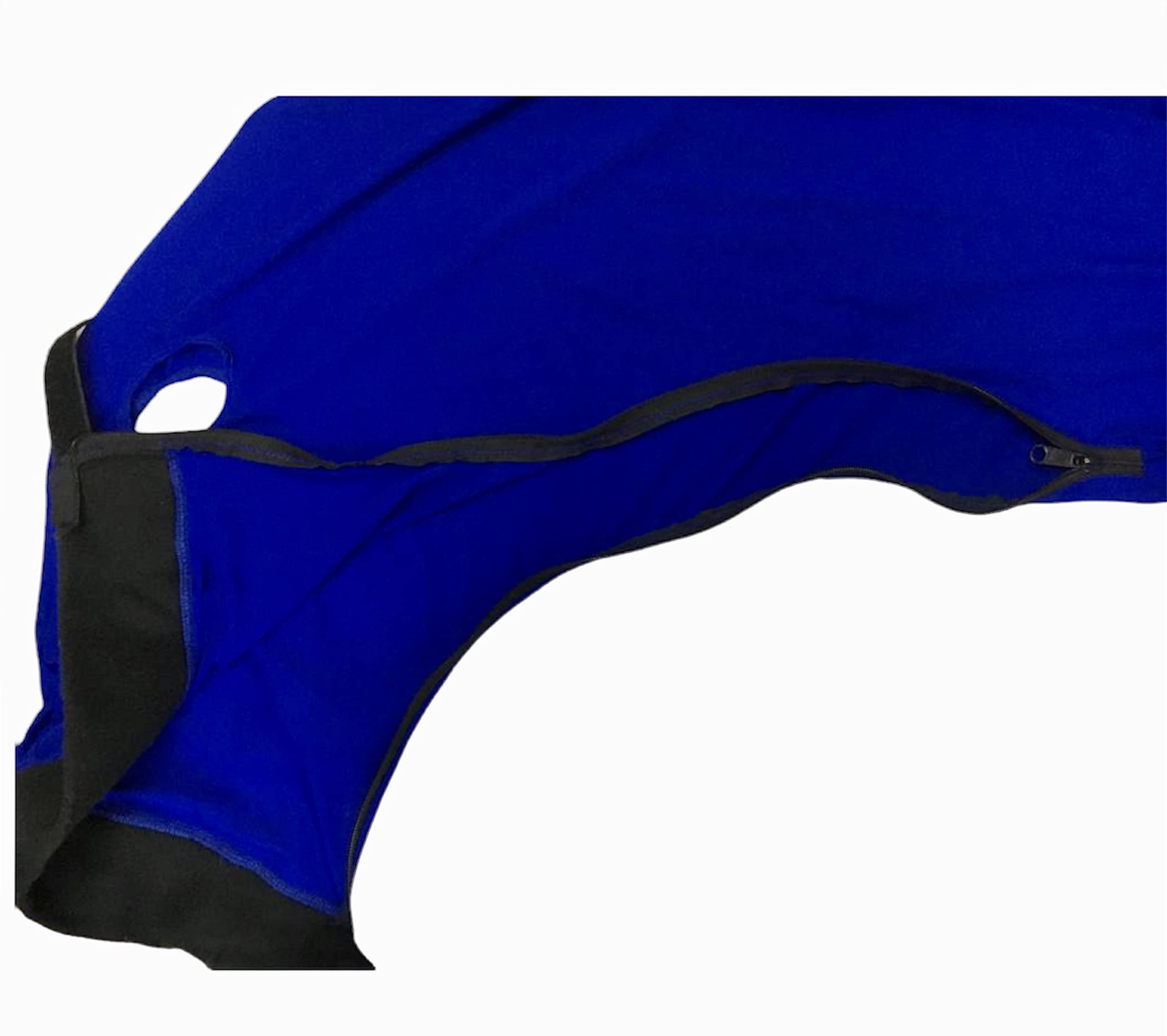 Majestic Ally Stretch Spandex Horse Hood with Zipper for Horses, Extra Large, Royal Blue, 100% Heavy Spandex - Image 4
