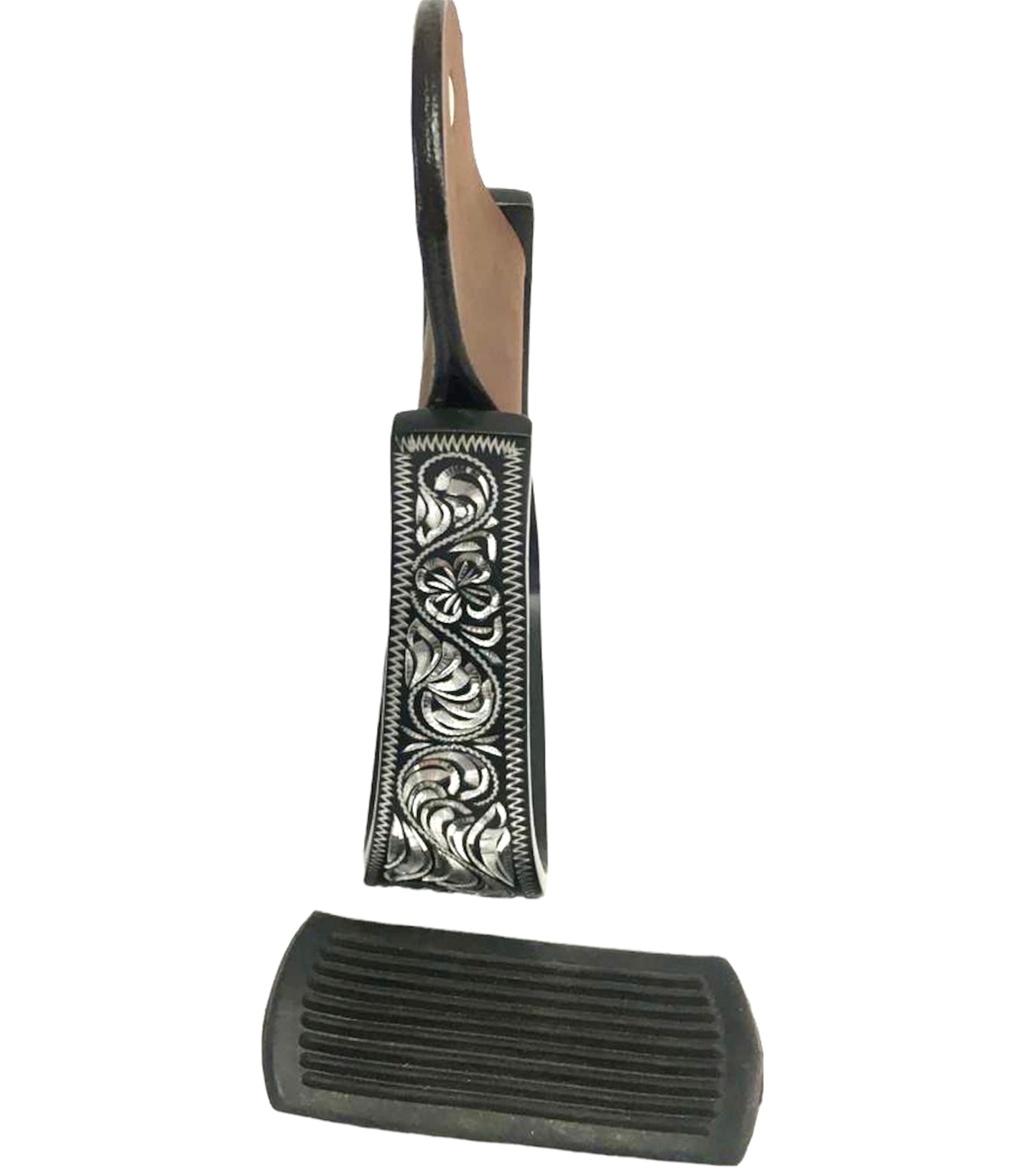 Majestic Ally Western Horse Aluminum Black Engraved Stirrups- Adults - Image 4